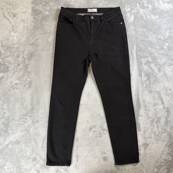 Free People Women's 28 Black Wash Stretch Denim Skinny Jeans Mid Rise - Picture 1 of 6